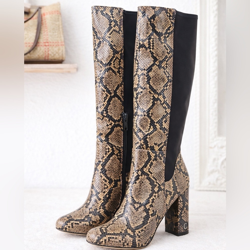 Circus by Sam Edelman Snakeskin Knee High Boots | Block Heel | Size 9